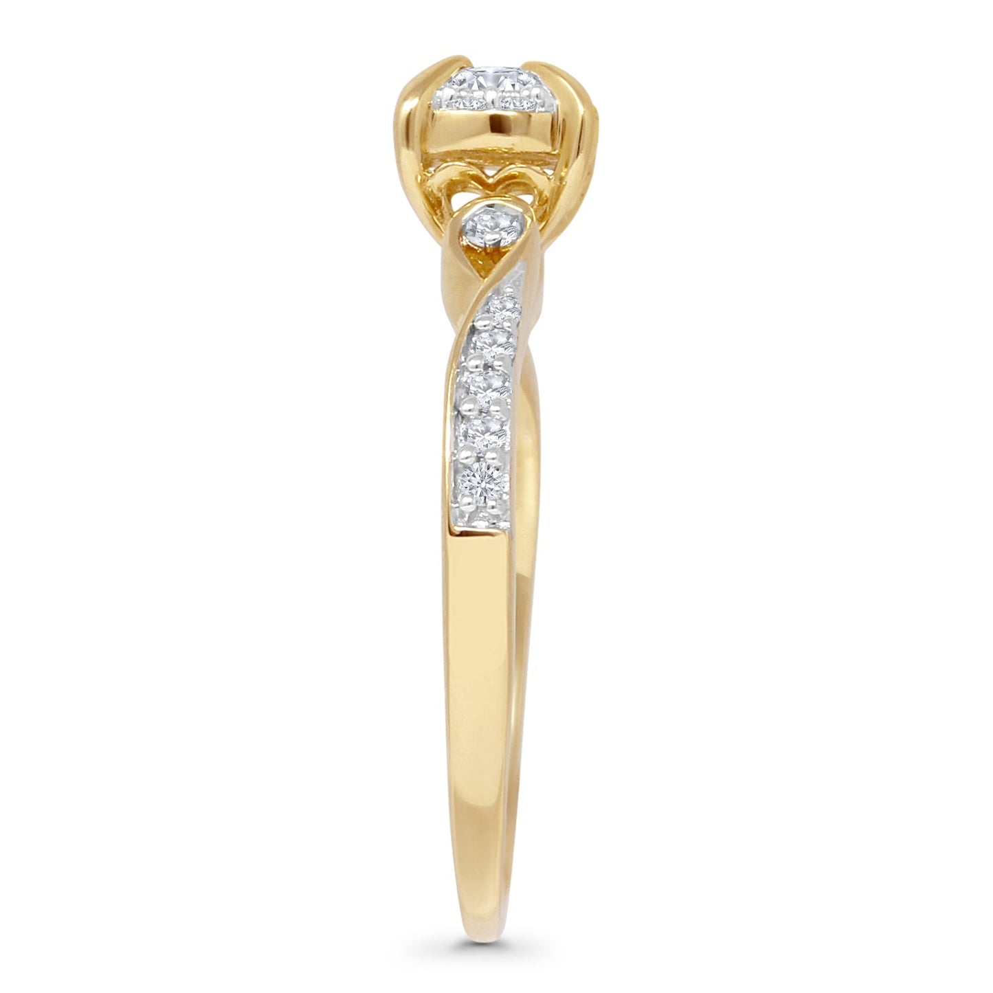 Halo Infinity Shank 0.26ct Natural Diamond Round Engagement Ring 14K Yellow Gold Wholesale