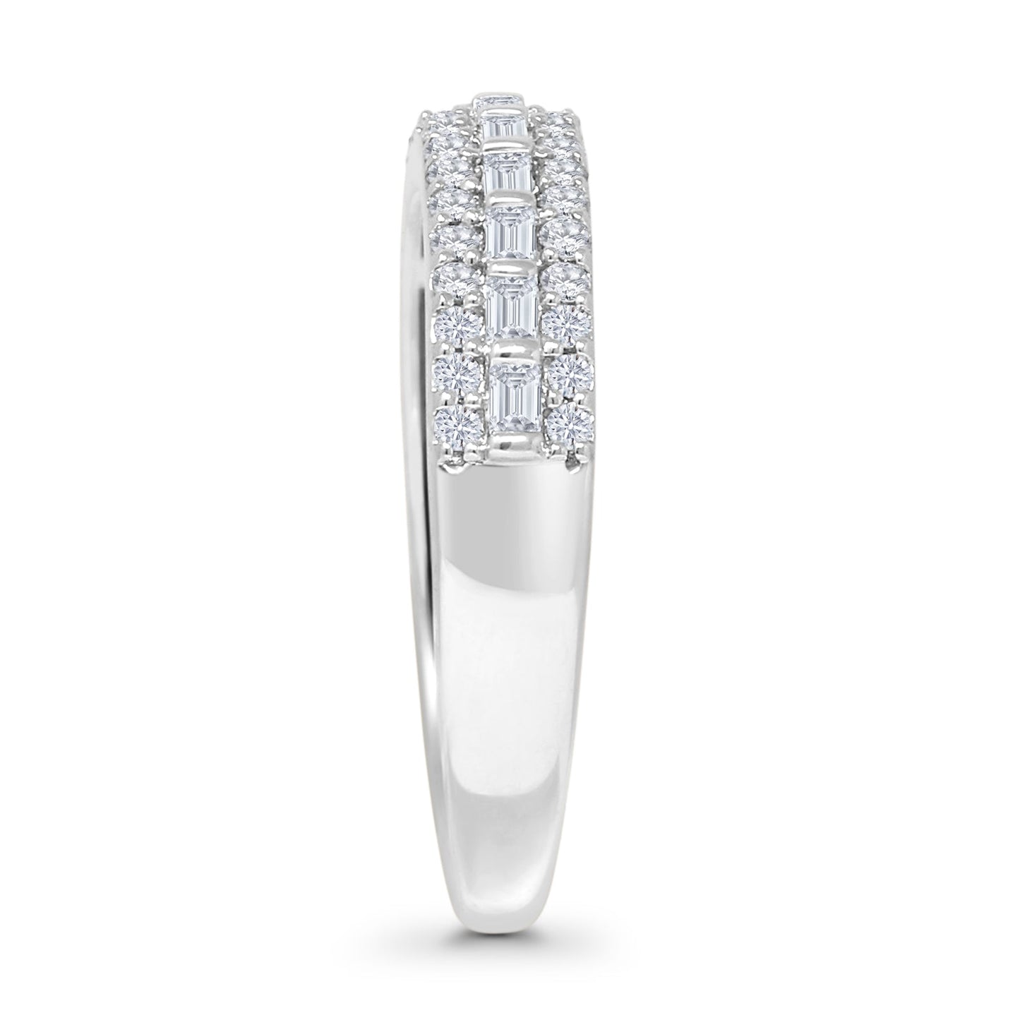 Three Row 0.38ct Diamond Half Eternity Ring 14K White Gold Wholesale