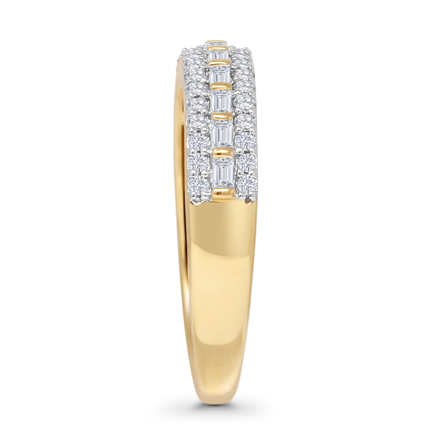 Three Row 0.38ct Diamond Half Eternity Ring 14K Yellow Gold Wholesale