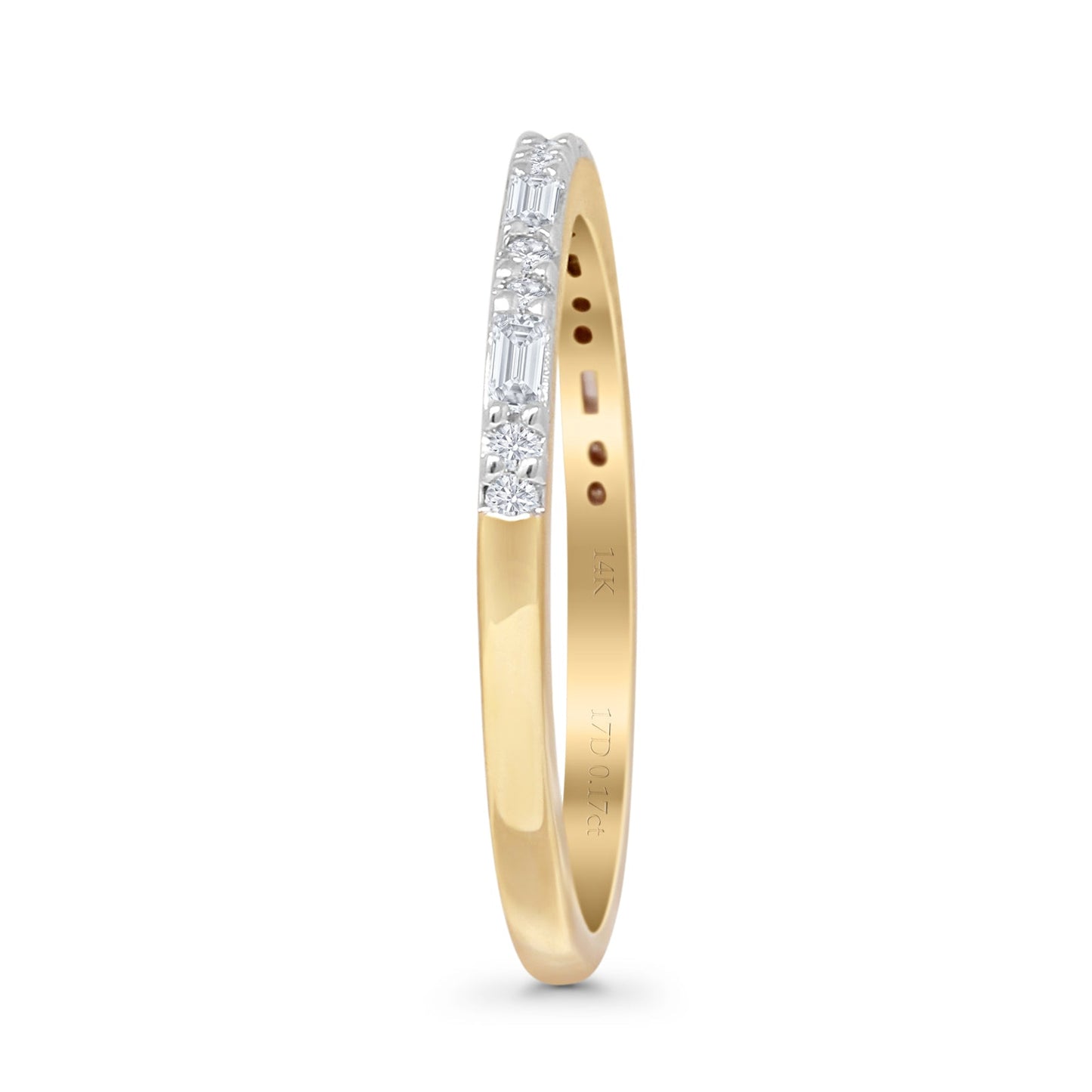 Dainty Round & Baguette 0.17ct Diamond Eternity Ring 14K Yellow Gold Wholesale