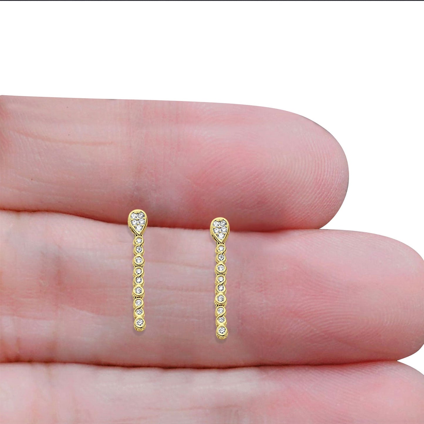 14k Solid Yellow Gold Infinity Drop Dangle Diamond Earrings Wholesale