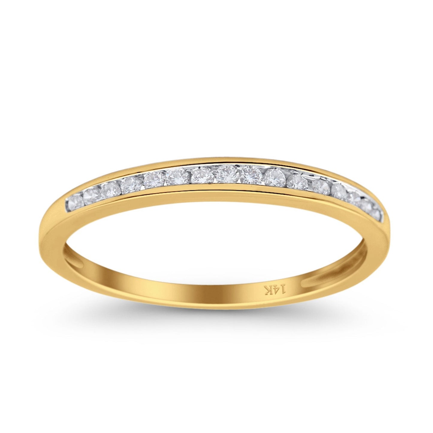 14K Yellow Gold 0.13ct Round 3mm G SI Half Eternity Diamond Engagement Wedding Ring Size 6.5