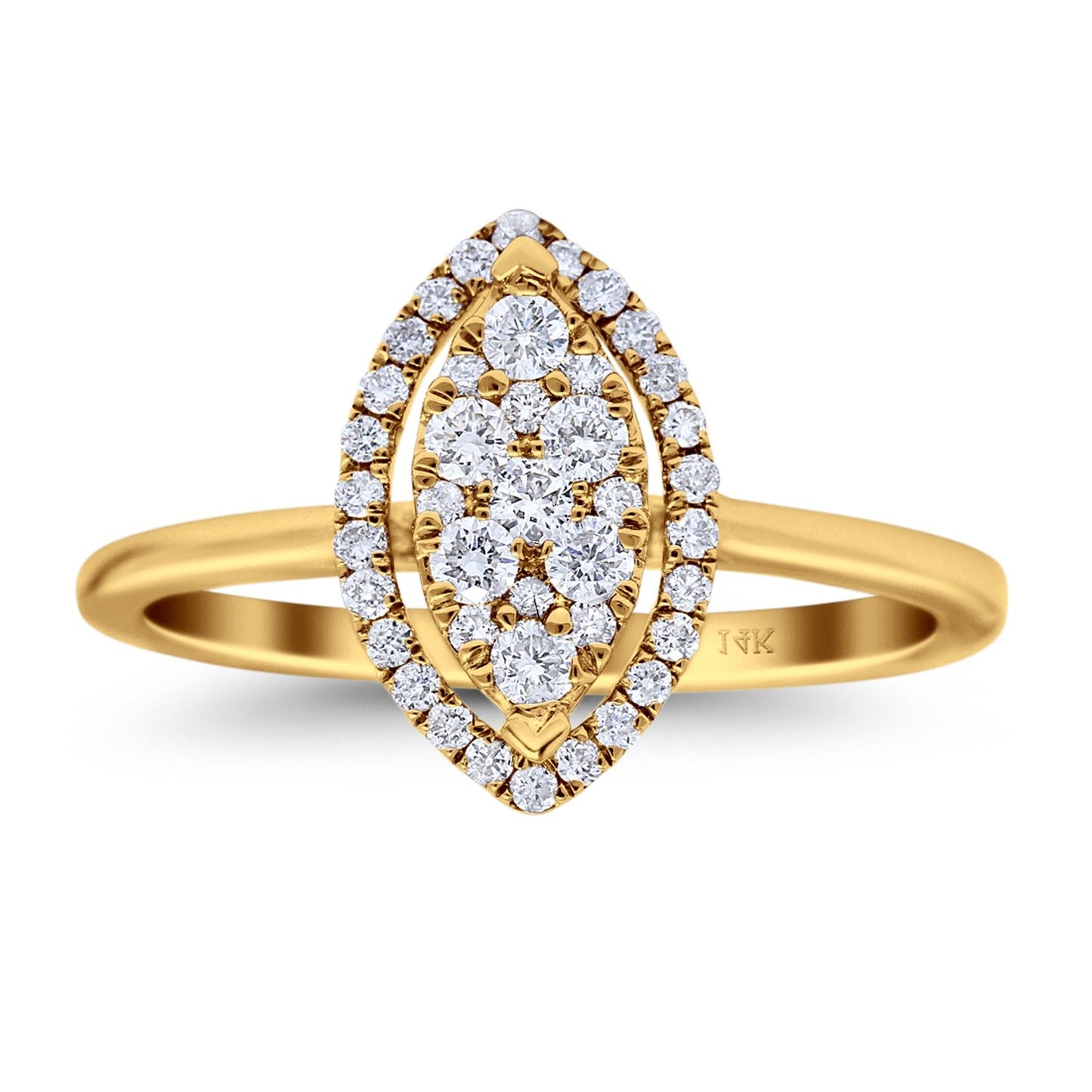 14K Yellow Gold 0.38ct Round 12.5mm G SI Promise Diamond Engagement Wedding Ring Size 6.5