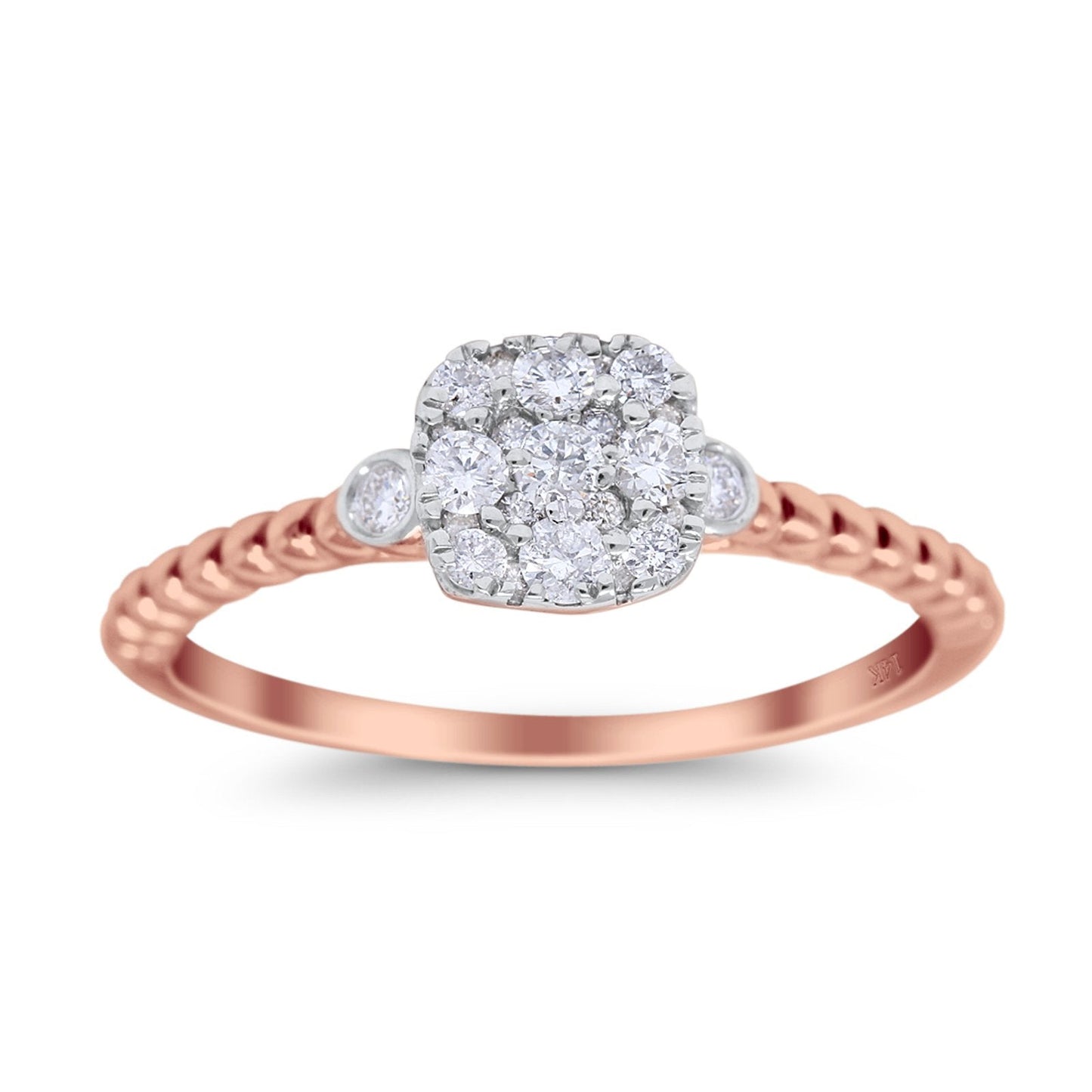 14K Rose Gold 0.26ct Round 6.3mm G SI Diamond Engagement Wedding Promise Ring Size 6.5