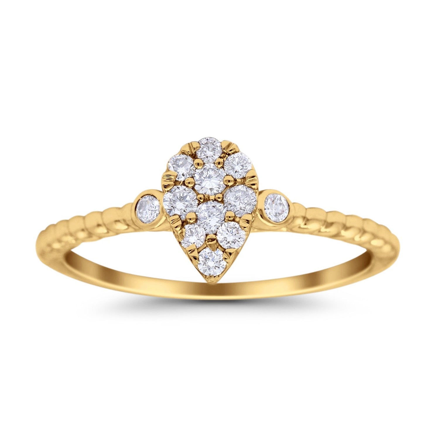 14K Yellow Gold 0.26ct Pear 8.2mm G SI Diamond Engagement Wedding Solitaire Promise Ring Size 6.5