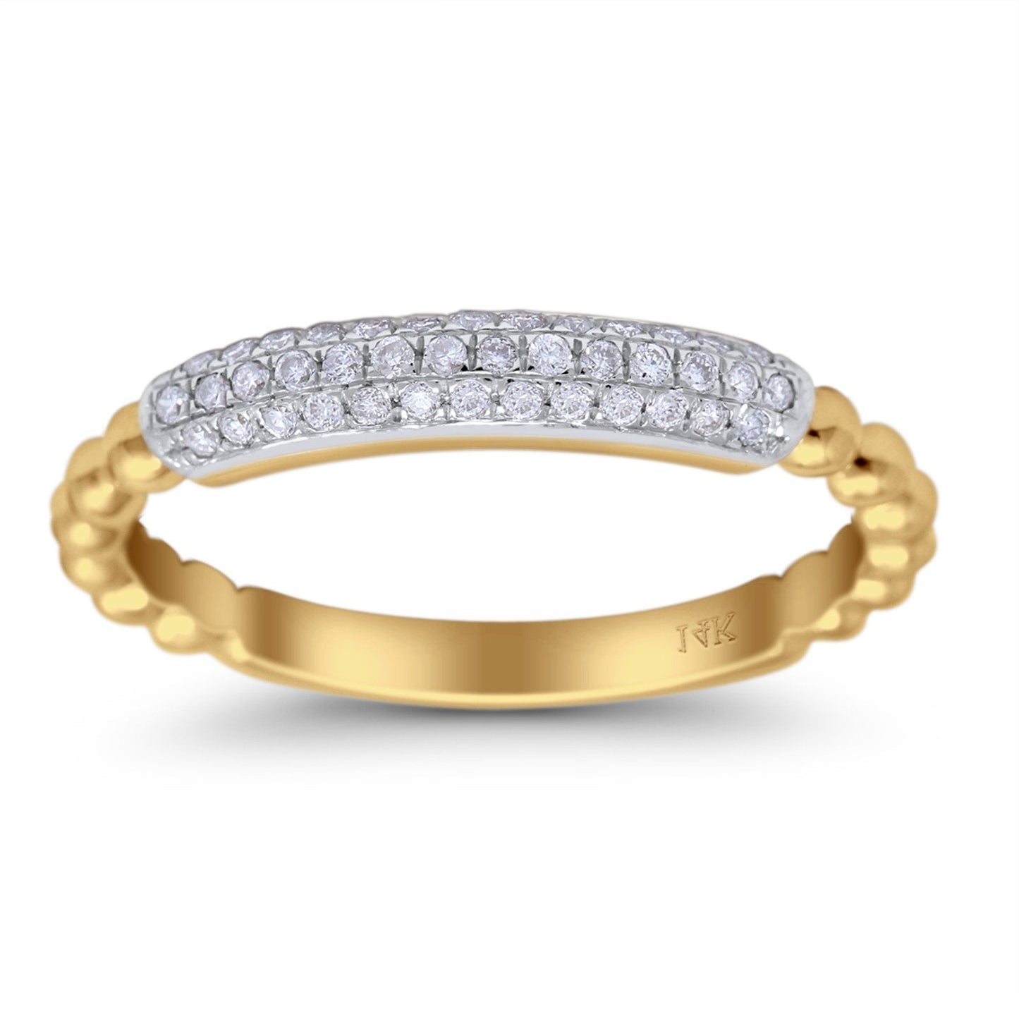 14K Yellow Gold 0.18ct Round 4mm G SI Diamond Eternity Engagement Stackable Wedding Trendy Band Ring Size 6.5