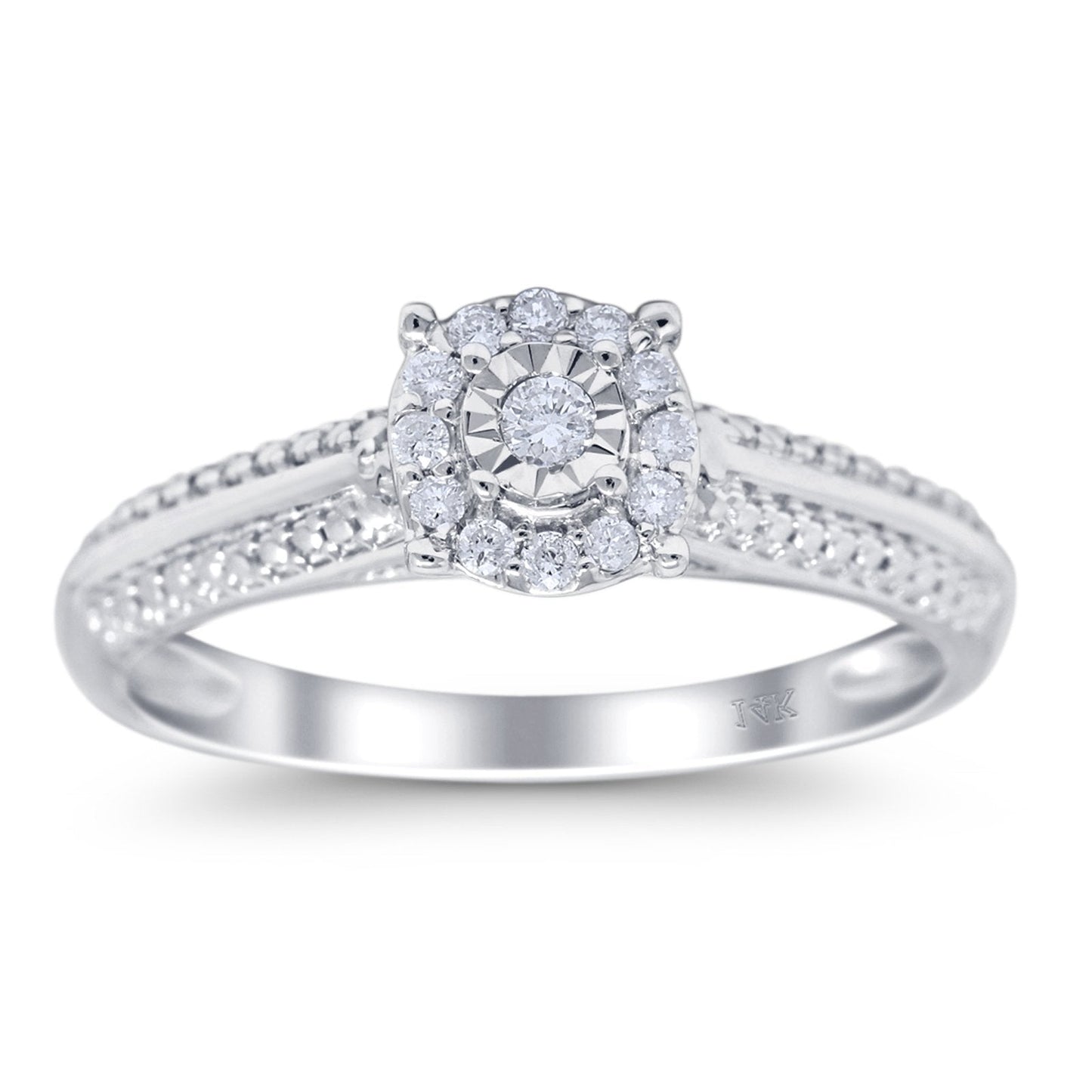 14K White Gold 0.1ct Round 6.5mm G SI Diamond Solitaire Engagement Wedding Ring Size 6.5