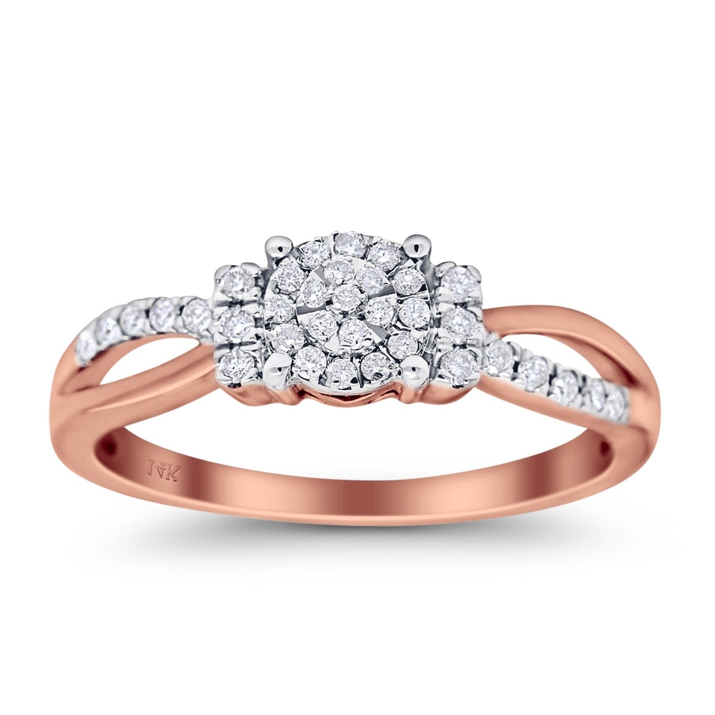 14K Rose Gold 0.22ct Round 5.5mm G SI Diamond Solitaire Engagement Wedding Ring Size 6.5