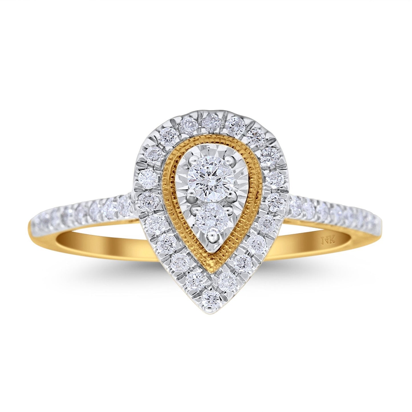 14K Yellow Gold 0.32ct Round 11mm G SI Diamond Engagement Wedding Ring Size 6.5