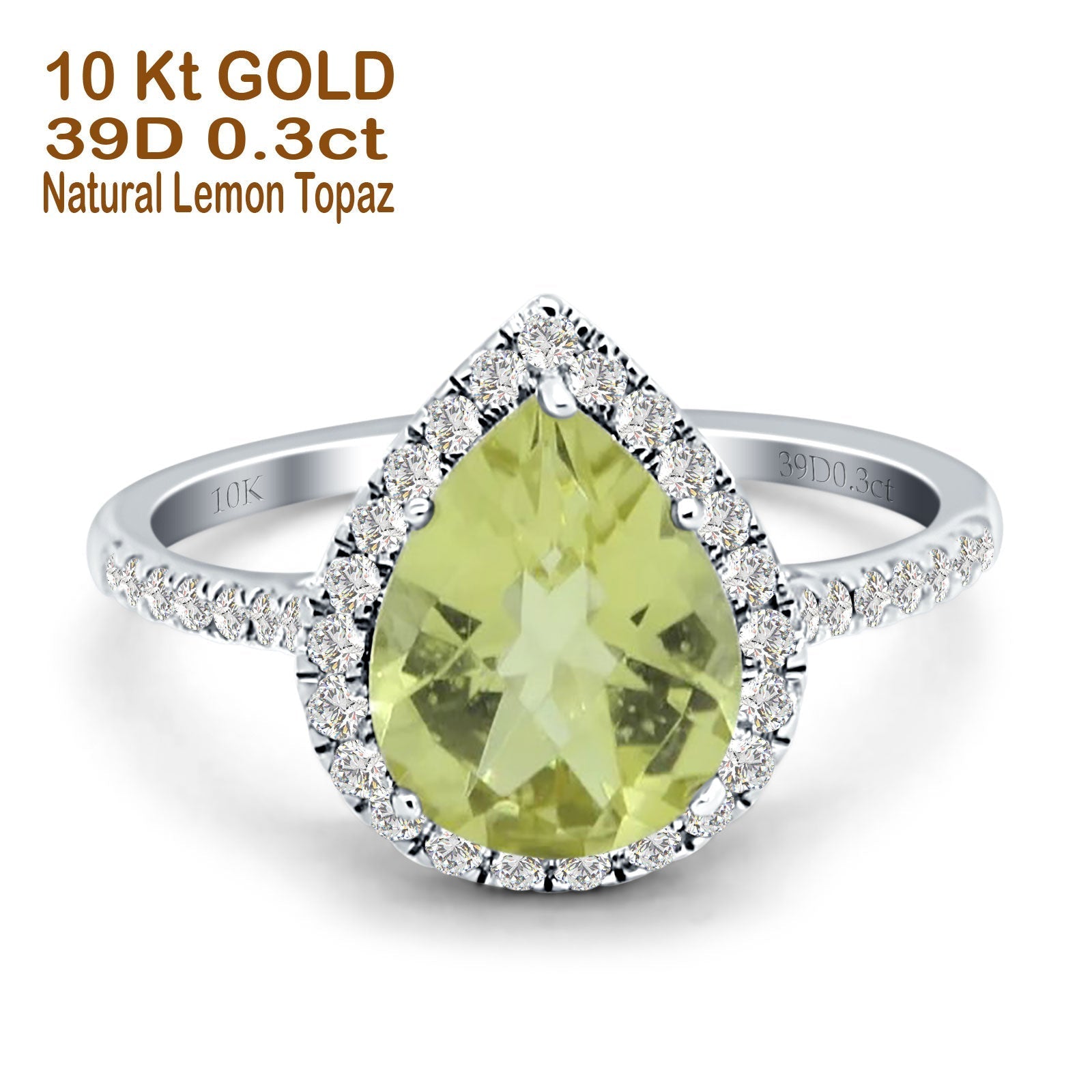 Pear Teardrop Natural Lemon Topaz Ring