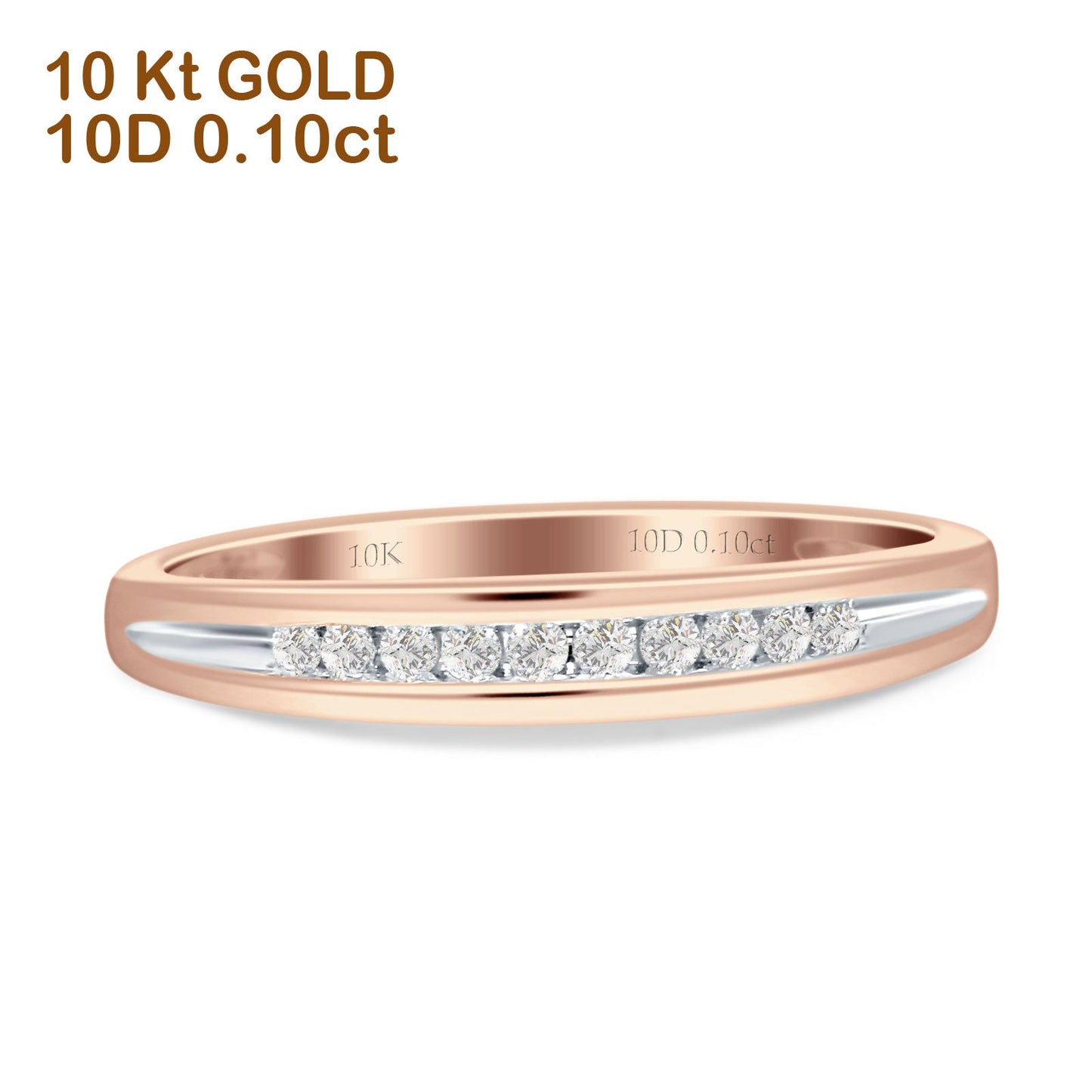 Diamond Stackable Wedding Band Half Eternity 10K Rose Gold 0.10ct Wholesale