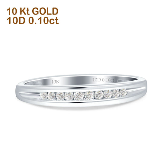 Diamond Stackable Wedding Band Half Eternity 10K White Gold 0.10ct Wholesale