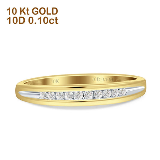 Diamond Stackable Wedding Band Half Eternity 10K Yellow Gold 0.10ct Wholesale