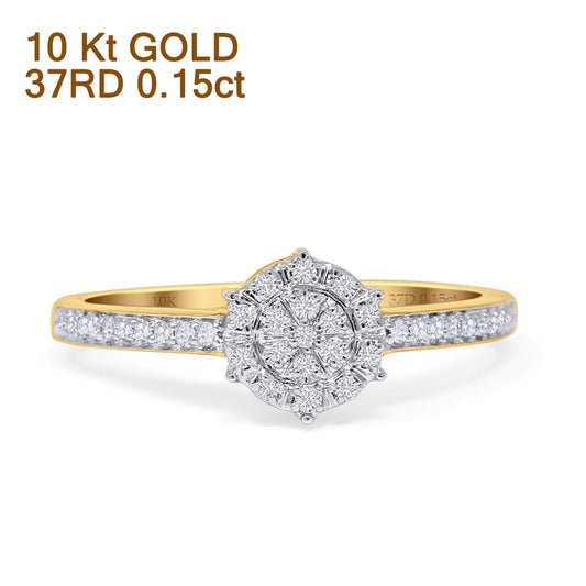 Halo Round Cluster Diamond Wedding Ring 10K Yellow Gold 0.15ct Wholesale