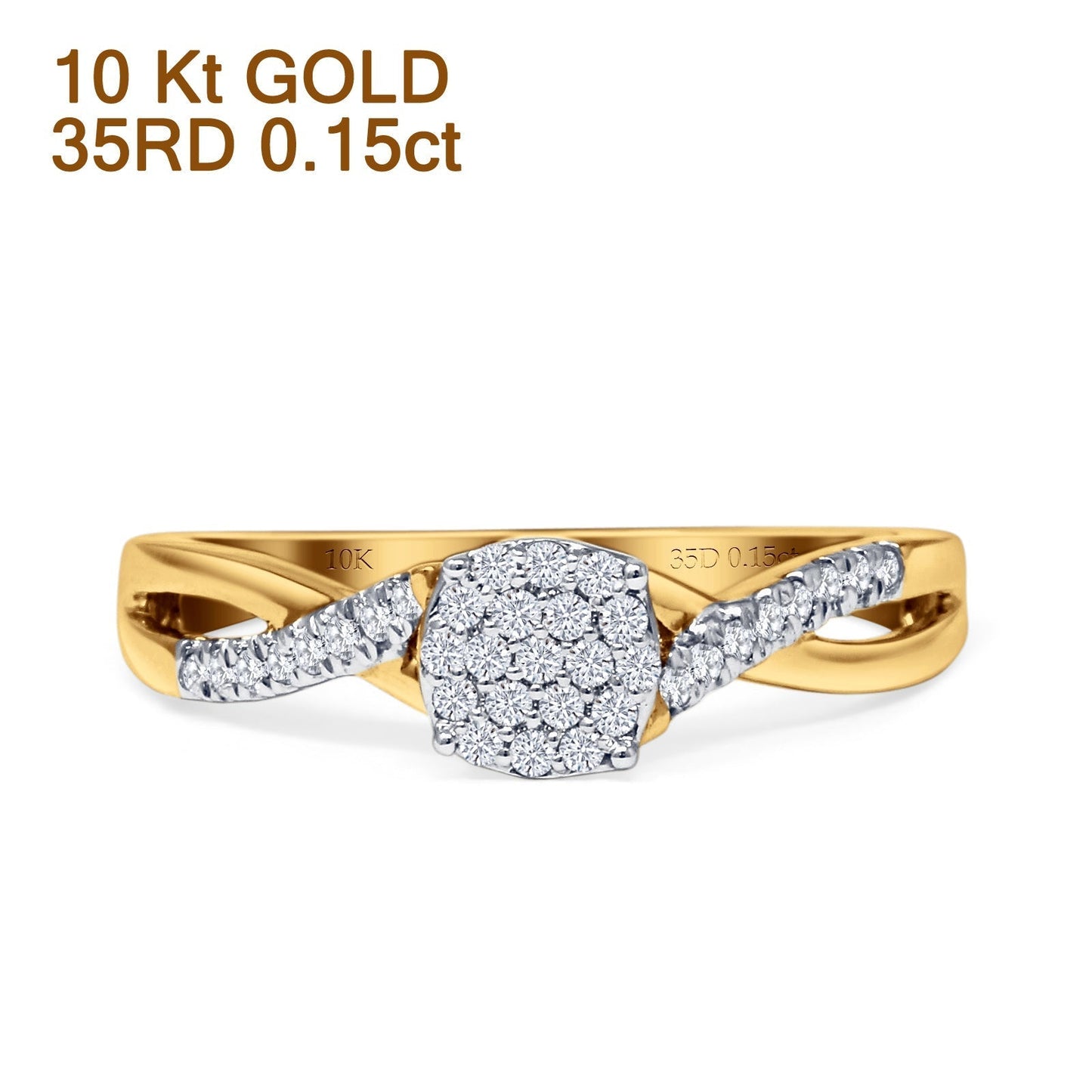 Infinity Twisted Rope Diamond Wedding Ring 10K Yellow Gold 0.15ct Wholesale