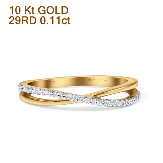 Half Eternity X Crisscross Diamond Wedding Band 10K Yellow Gold 0.11ct Wholesale