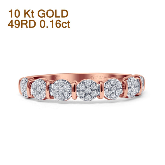 Cascading Cluster Stackable Claw Set Diamond Ring 10K Rose Gold 0.16ct Wholesale