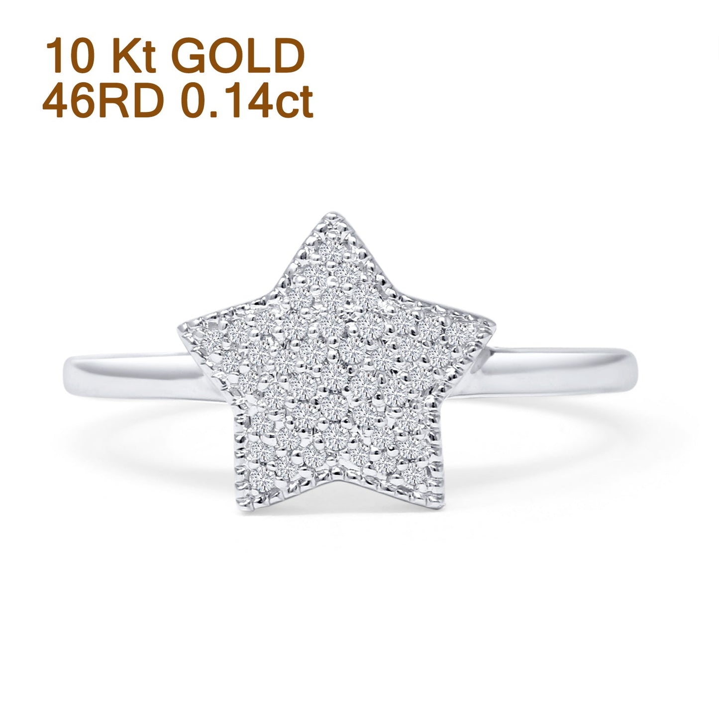 Cluster Statement Diamond Star Ring 10K White Gold 0.14ct Wholesale