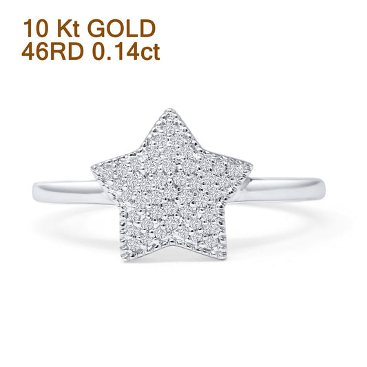 Cluster Statement Diamond Star Ring 10K White Gold 0.14ct Wholesale