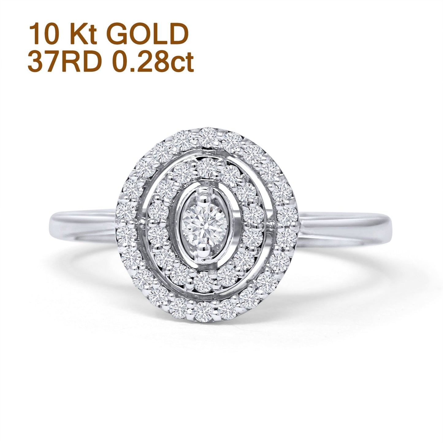 Diamond Halo Ring Milgrain Oval Shape 10K White Gold 0.28ct Wholesale