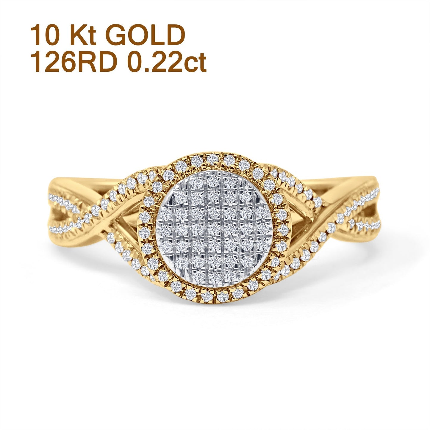 Halo Cluster Infinity Shank Diamond Ring 10K Yellow Gold 0.22ct Wholesale