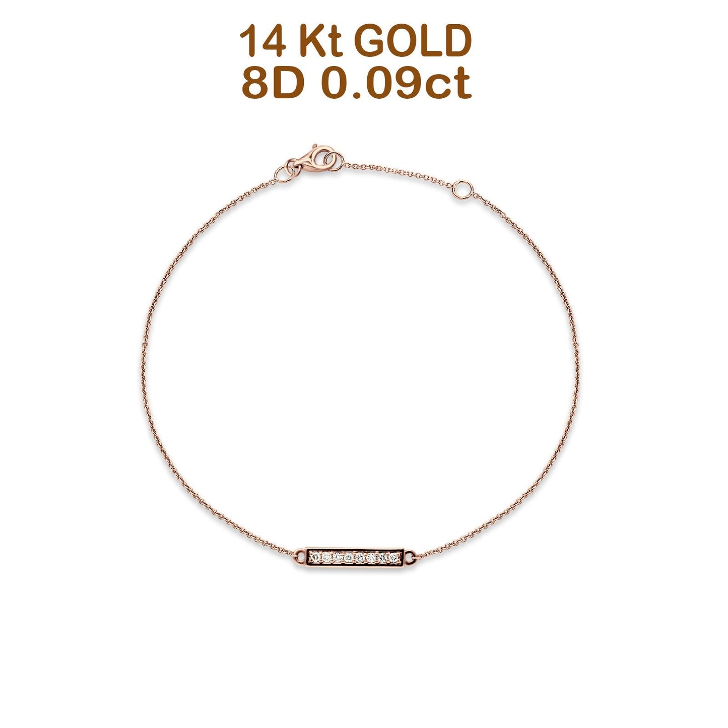 14K Rose Gold 7" Trendy Round Natural Diamond Bar Bracelet Wholesale