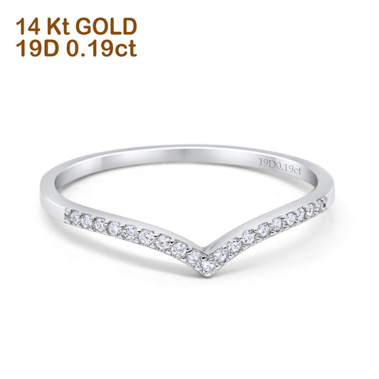 14K White Gold 0.19ct Round 4mm G SI Half Eternity Diamond Bands Engagement Wedding Ring