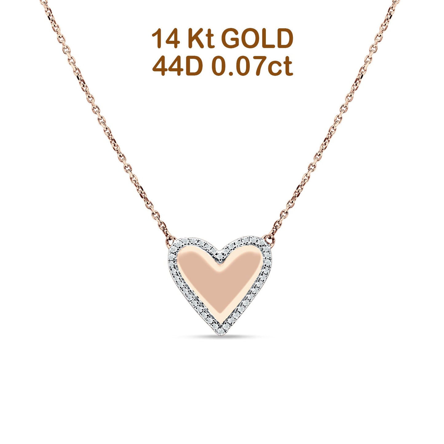 Heart Pendant Diamond Necklace 14K Rose Gold 0.07ct Wholesale