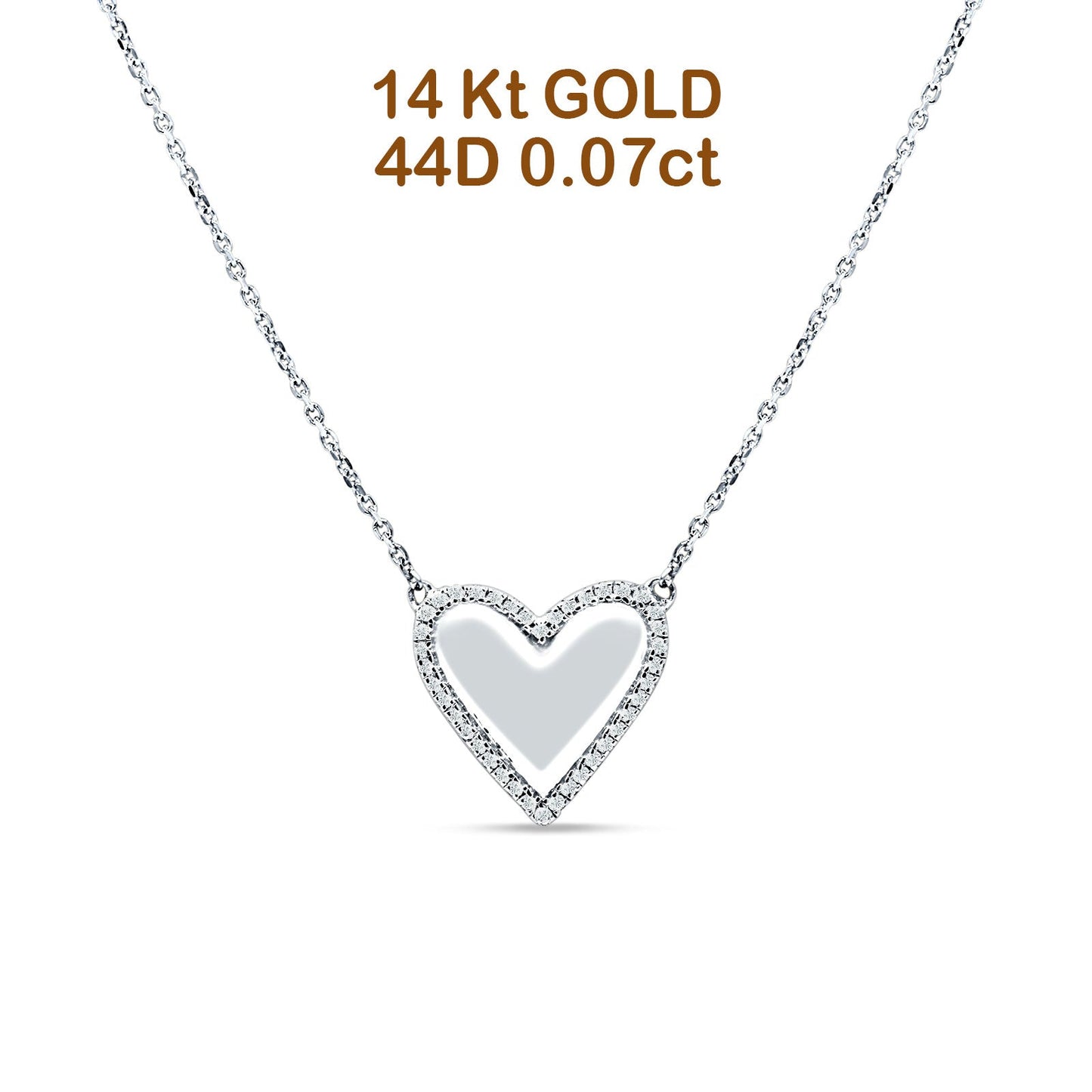 Heart Pendant Diamond Necklace 14K White Gold 0.07ct Wholesale