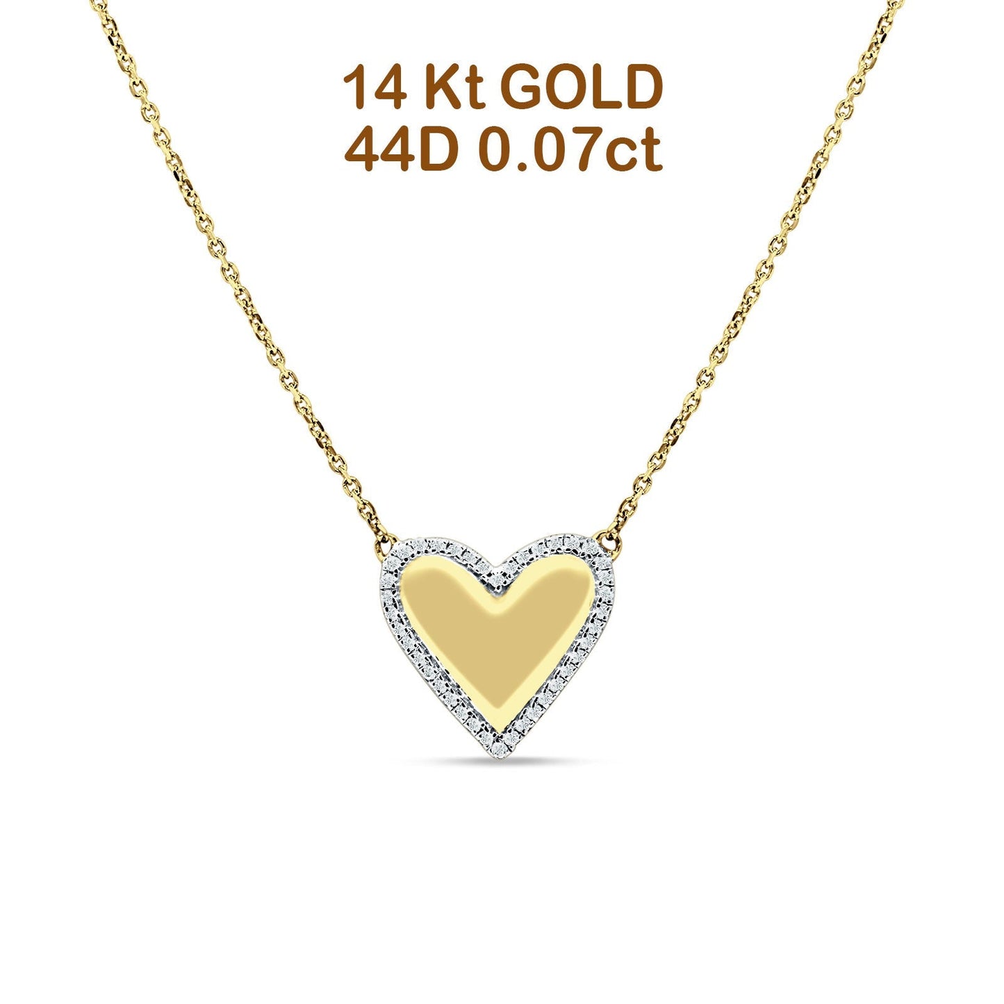 Heart Pendant Diamond Necklace 14K Yellow Gold 0.07ct Wholesale