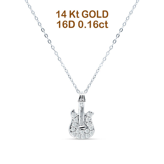 Diamond Guitar Necklace 14K White Gold 0.16ct Wholesale