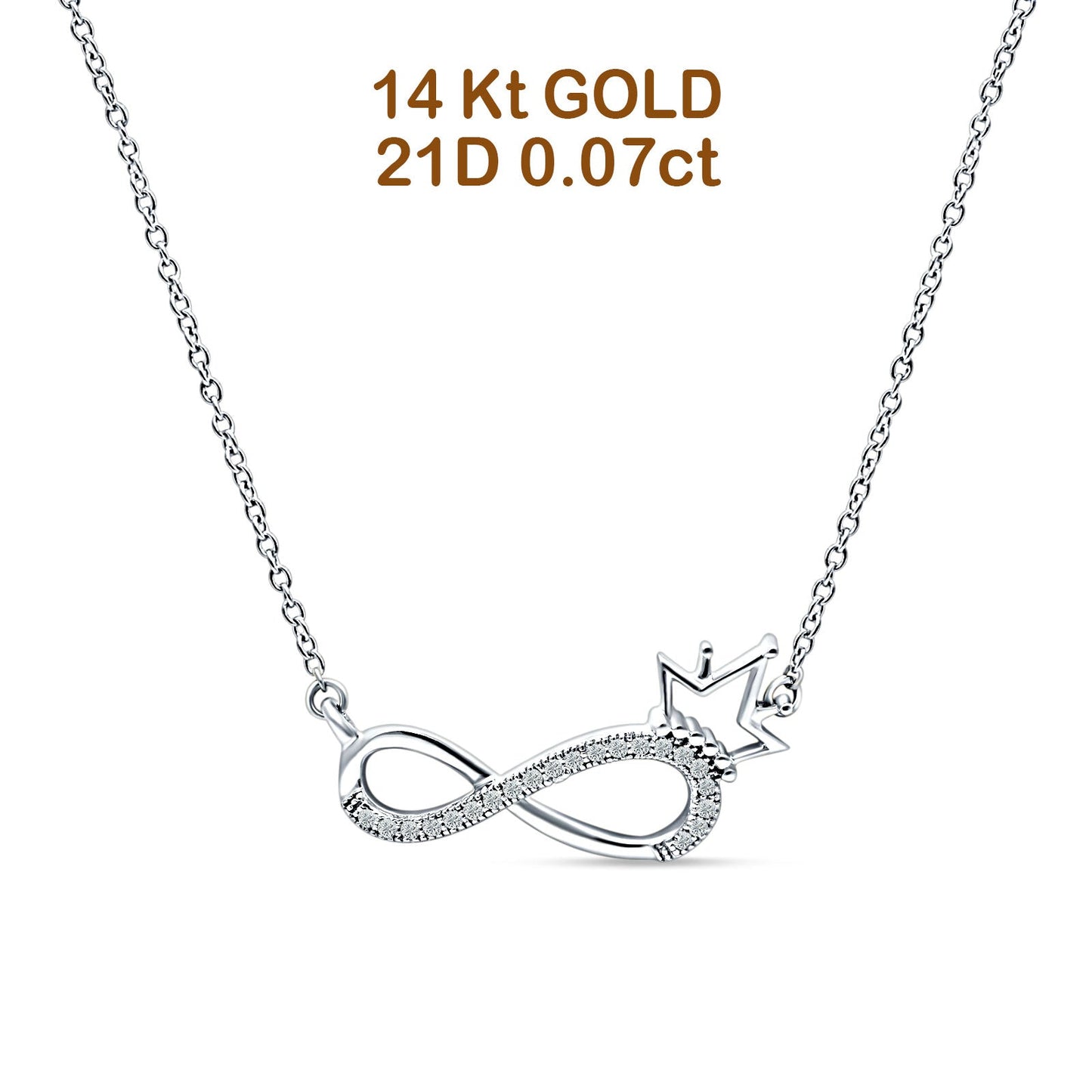 Infinity Diamond Necklace 14K White Gold 0.07ct Wholesale