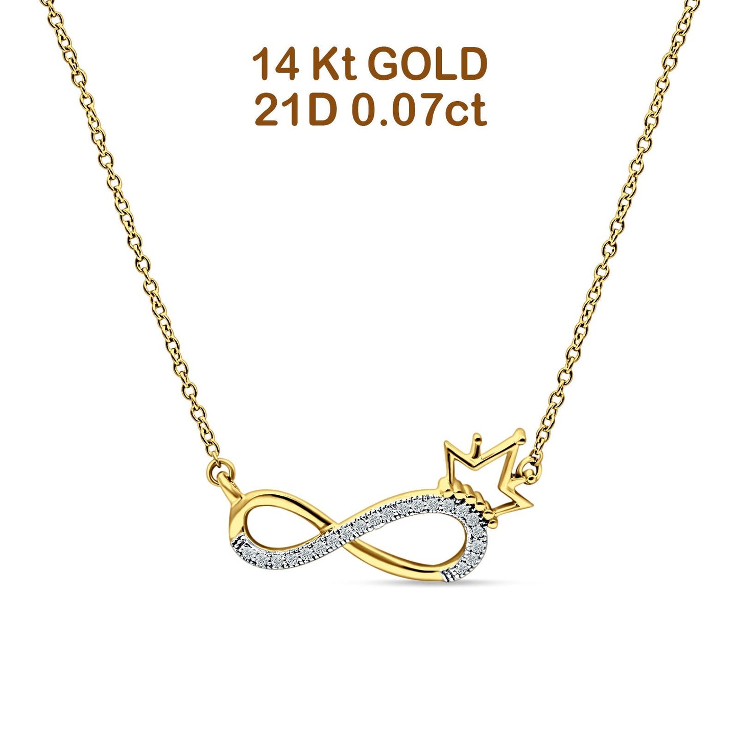 Infinity Diamond Necklace 14K Yellow Gold 0.07ct Wholesale