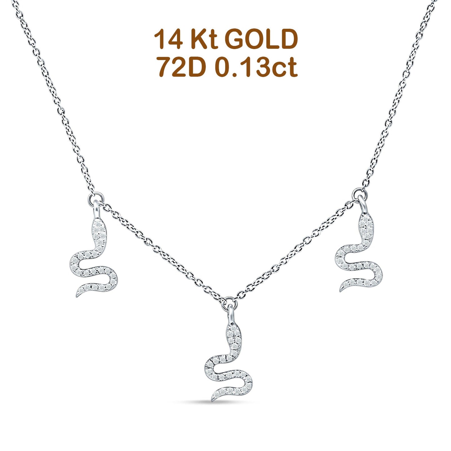 Dangling Diamond Snake Necklace 14K White Gold 0.13ct Wholesale