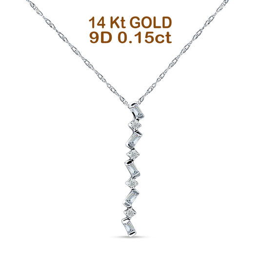 14K White Gold 0.15ct Crystal Drop Diamond Pendant Chain Necklace 18" Long Wholesale