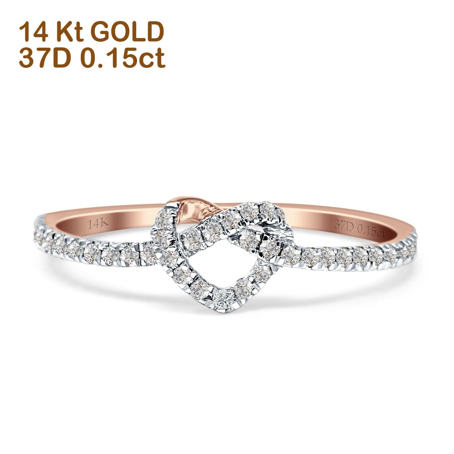 heart knot ring -Rose Gold