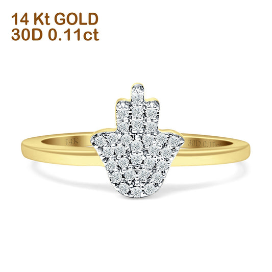 Diamond Hand Of Hamsa Chai Wedding Ring 14K Yellow Gold 0.11ct Wholesale