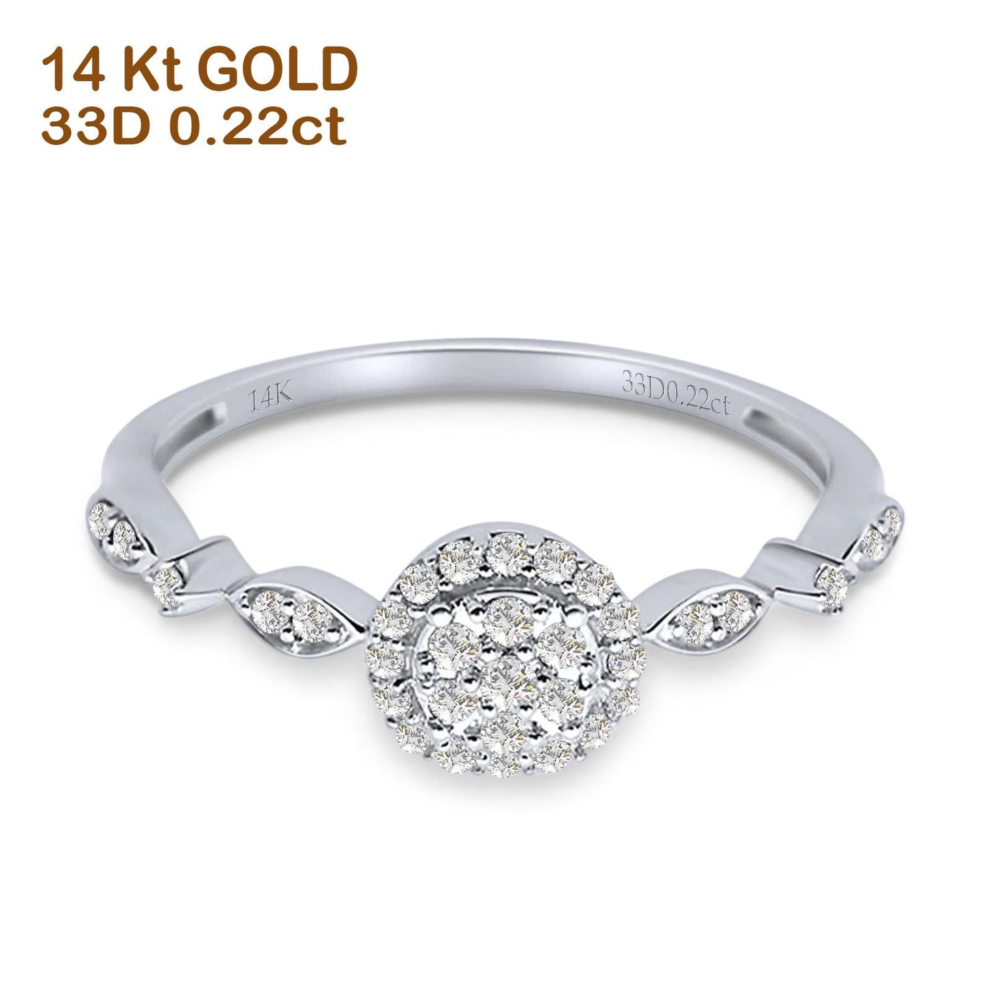 Round Halo Cluster Marquise Band Diamond Ring