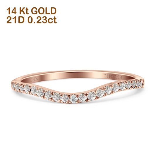 Diamond Contour Curved Wedding Band Half Eternity 14K Rose Gold 0.23ct Wholesale