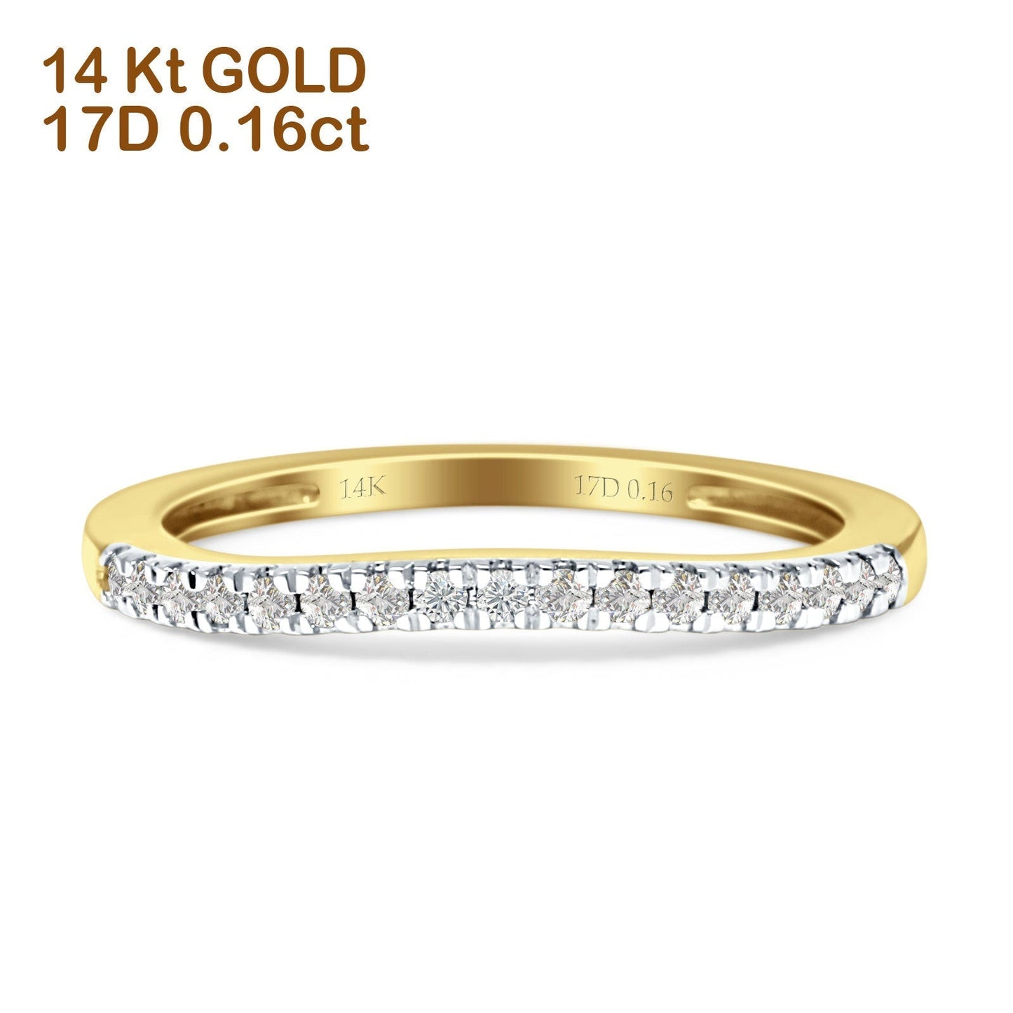 Diamond Stackable Wedding Band Half Eternity 14K Yellow Gold 0.16ct Wholesale