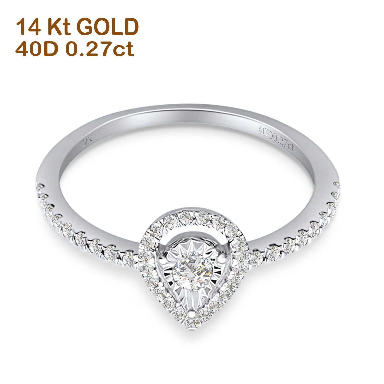 Pear Teardrop Halo Round Diamond Ring