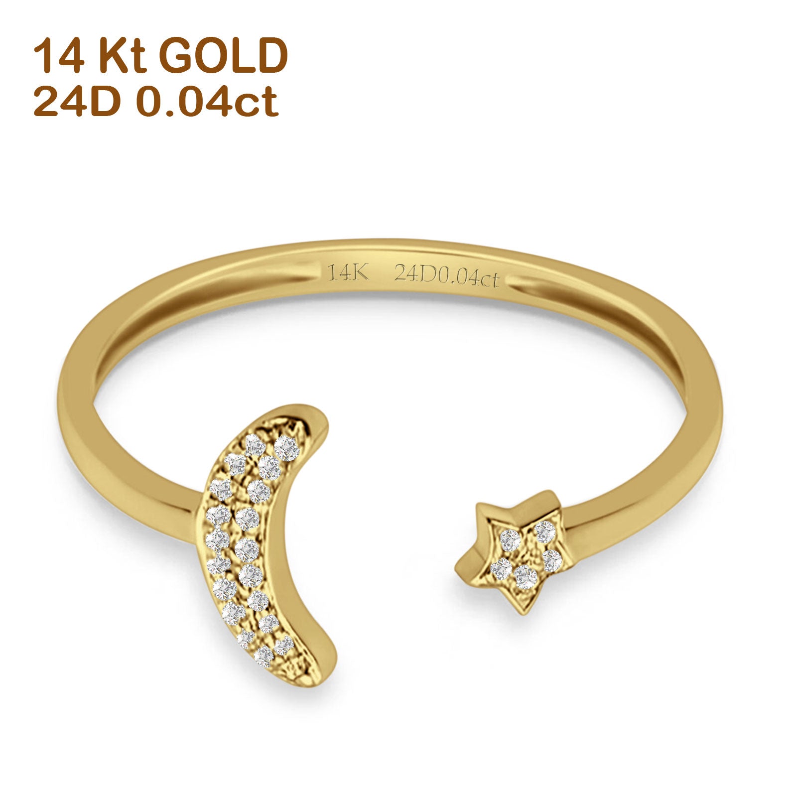 Moon & Star Celestial Open Ring