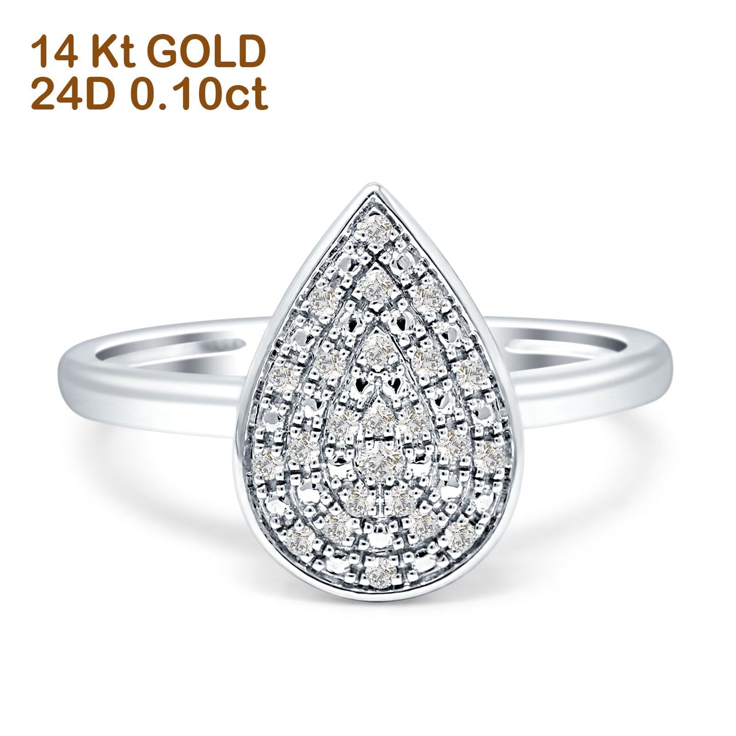 Pear Teardrop Cluster Natural Diamond Ring