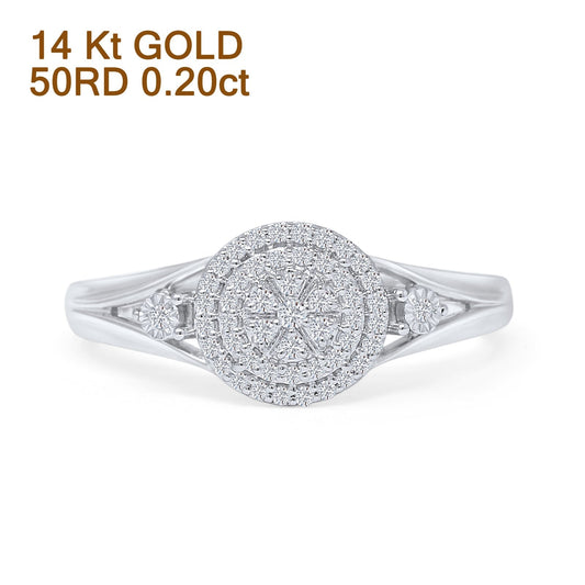 Split Shank Halo Round Natural Diamond Ring 14K White Gold Wholesale