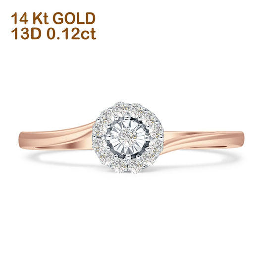 Minimalist Flower Diamond Ring 14K Rose Gold 0.12ct Wholesale