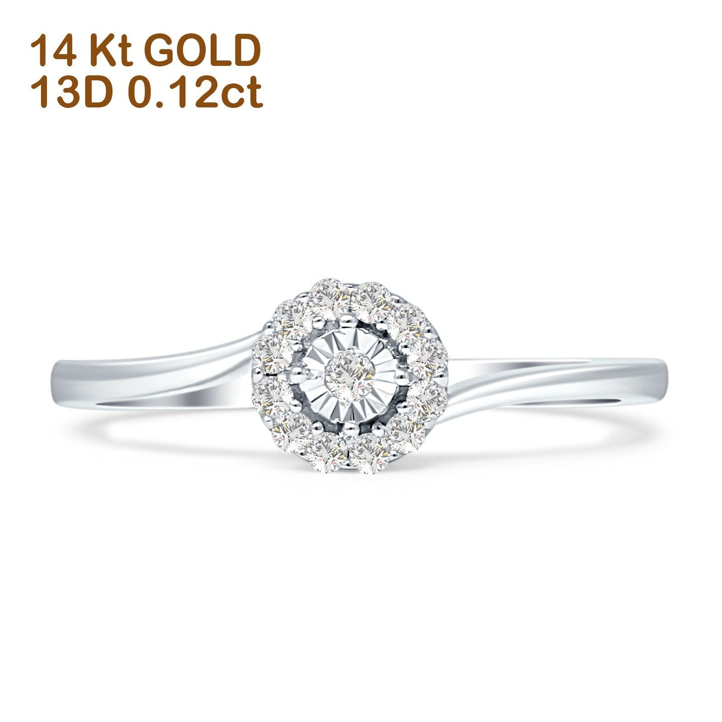 Minimalist Flower Diamond Ring 14K White Gold 0.12ct Wholesale