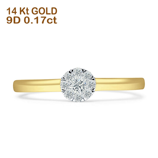 Diamond Cluster Ring Round Flower 14K Yellow Gold 0.17ct Wholesale