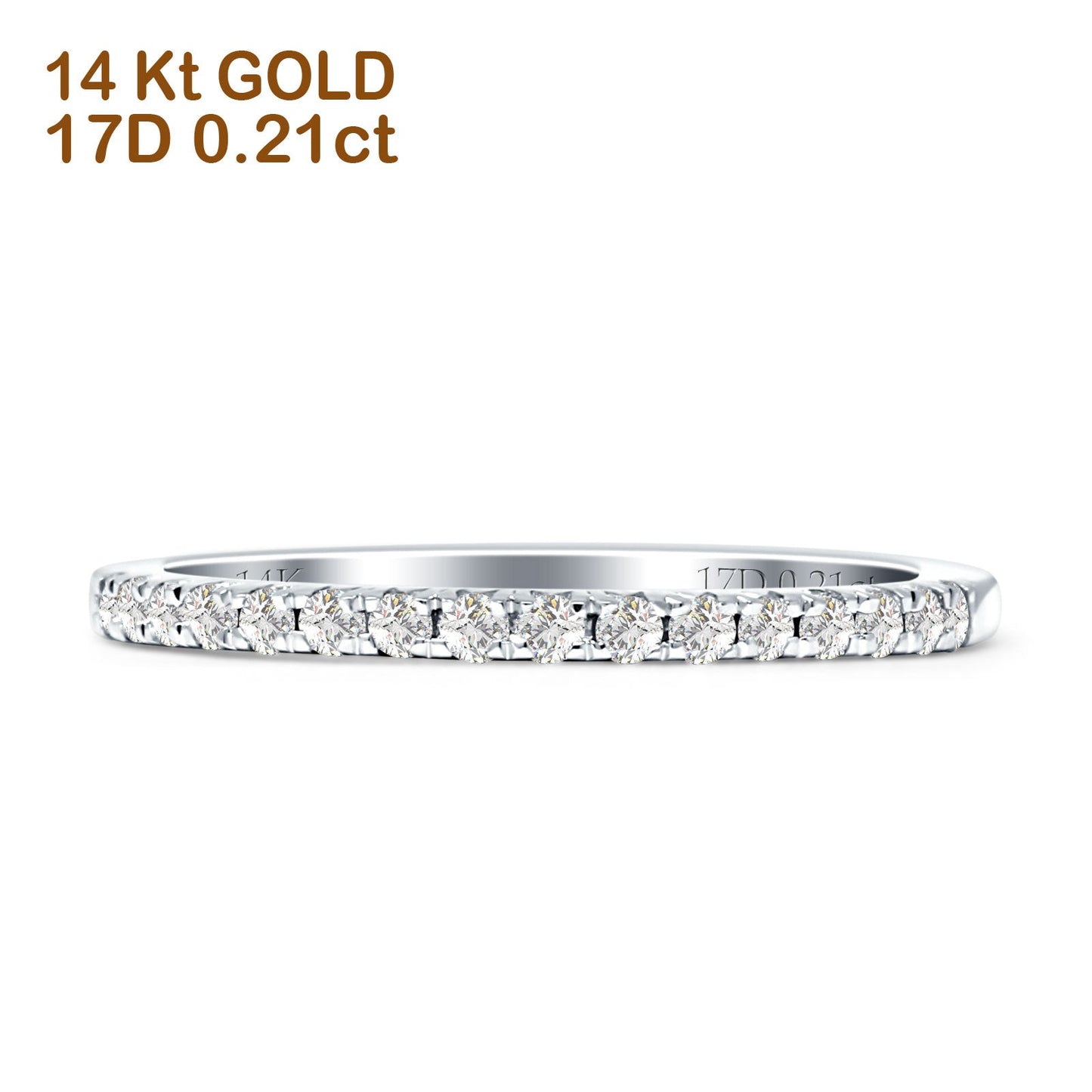 Minimalist Half Eternity Diamond Stackable Ring 14K White Gold 0.21ct Wholesale