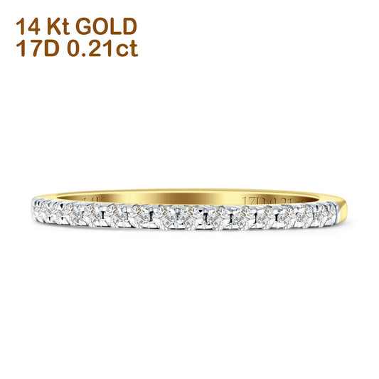 Minimalist Half Eternity Diamond Stackable Ring 14K Yellow Gold 0.21ct Wholesale