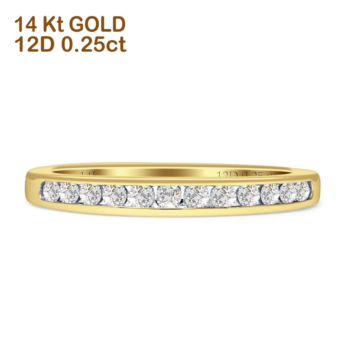 Diamond Half Eternity Ring Channel Set 14K Yellow Gold 0.25ct Wholesale